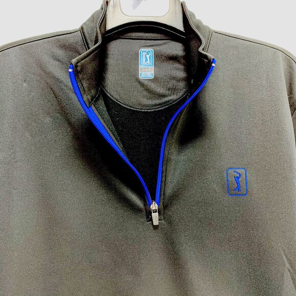 PGA Tour Pro Series Golf Pullover Mens Size L Black Blue 1/4 Zip Jacket Golf LN - Picture 4 of 7
